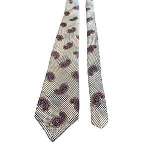 Mens Wimbledon Racquet Club Paisley Silk Necktie Tie